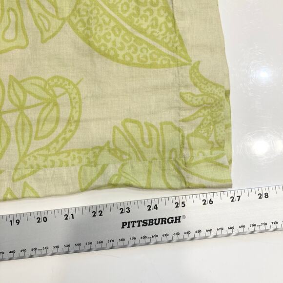Nwot LAS SURENAS Pants S Linen Cotton Lime Green Leaf Straight Slit Pcks Cheetah - Picture 13 of 15